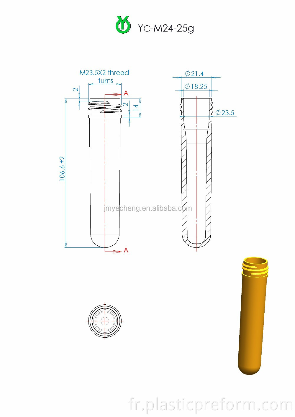 24mm 25grams PET preform